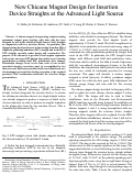 Cover page: New chicane magnet design for insertion device straights at the Advanced Light Source