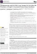 Cover page: Apolipoproteine and KLOTHO Gene Variants Do Not Affect the Penetrance of Fragile X-Associated Tremor/Ataxia Syndrome