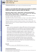 Cover page: Apathy is associated with white matter abnormalities in anterior, medial brain regions in persons with HIV infection