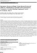 Cover page: Emergency Portacaval Shunt Versus Rescue Portacaval Shunt in a Randomized Controlled Trial of Emergency Treatment of Acutely Bleeding Esophageal Varices in Cirrhosis—Part 3