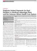 Cover page: Duplicate Federal Payments for Dual Enrollees in Medicare Advantage Plans and the Veterans Affairs Health Care System