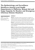 Cover page of The Epidemiology and Surveillance Workforce among Local Health Departments in California: Mutual Aid and Surge Capacity for Routine and Emergency Infectious Disease Situations
