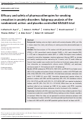 Cover page: Efficacy and safety of pharmacotherapies for smoking cessation in anxiety disorders: Subgroup analysis of the randomized, active‐ and placebo‐controlled EAGLES trial