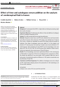 Cover page: Effect of time and autologous serum addition on the analysis of cerebrospinal fluid in horses.