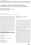 Cover page: A Psychometric Analysis of the Revised Child Anxiety and Depression Scales—Parent Version in a School Sample