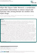 Cover page: Mujer Mas Segura (Safer Women): A combination prevention intervention to reduce sexual and injection risks among female sex workers who inject drugs