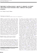 Cover page: Individual working memory capacity is uniquely correlated with feature-based attention when combined with spatial attention