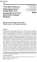 Cover page: “You Never Become Fully Independent”: Family Roles and Independence in First-Generation College Students