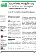 Cover page: Precise navigation surgery of tumours in the lung in mouse models enabled by in situ fluorescence labelling with a killer-reporter adenovirus