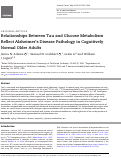 Cover page: Relationships Between Tau and Glucose Metabolism Reflect Alzheimers Disease Pathology in Cognitively Normal Older Adults.