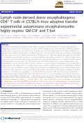 Cover page: Lymph node-derived donor encephalitogenic CD4+T cells in C57BL/6 mice adoptive transfer experimental autoimmune encephalomyelitis highly express GM-CSF and T-bet