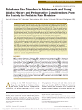 Cover page: Substance Use Disorders in Adolescents and Young Adults: History and Perioperative Considerations From the Society for Pediatric Pain Medicine.