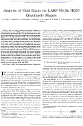 Cover page: Analysis of Field Errors for LARP Nb$_3$ Sn HQ03 Quadrupole Magnet