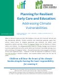 Cover page of Planning for Resilient Early Care and Education: Addressing Climate Vulnerabilities