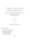 Cover page: Three Essays in Energy Economics