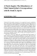 Cover page: A Tutelo Inquiry: The Ethnohistory of Chief Samuel Johns’s Correspondence with Dr. Frank G. Speck