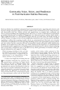 Cover page: Community Voice, Vision, and Resilience in Post-Hurricane Katrina Recovery