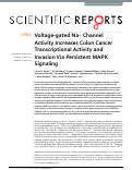 Cover page: Voltage-gated Na+ Channel Activity Increases Colon Cancer Transcriptional Activity and Invasion Via Persistent MAPK Signaling.