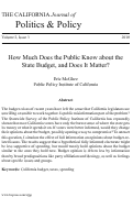 Cover page: How Much Does the Public Know about the State Budget, and Does It Matter?