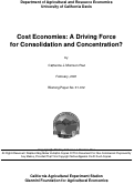 Cover page: Cost Economies: A Driving Force for Consolidation and Concentration?