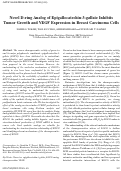 Cover page of Novel D-ring analog of epigallocatechin-3-gallate inhibits tumor growth and VEGF expression in breast carcinoma cells.