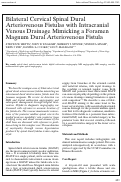 Cover page: Bilateral cervical spinal dural arteriovenous fistulas with intracranial venous drainage mimicking a foramen magnum dural arteriovenous fistula.