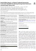 Cover page: Health Within Reach-a Patient-Centered Intervention to Increase Hepatitis B Screening Among Asian Americans: a Randomized Clinical Trial.