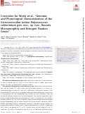 Cover page: Correction for Wertz et al., “Genomic and Physiological Characterization of the Verrucomicrobia Isolate Didymococcus colitermitum gen. nov., sp. nov., Reveals Microaerophily and Nitrogen Fixation Genes”