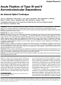 Cover page: Acute Fixation of Type IV and V Acromioclavicular Separations: An Internal Splint Technique.