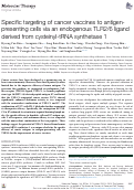 Cover page: Specific targeting of cancer vaccines to antigen-presenting cells via an endogenous TLR2/6 ligand derived from cysteinyl-tRNA synthetase 1.