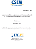 Cover page: Asymmetric Price Adjustment and Consumer Search: An Examination of the Retail Gasoline Market