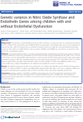 Cover page: Genetic variance in nitric oxide synthase and endothelin genes among children with and without endothelial dysfunction.