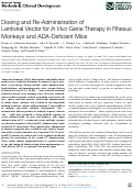 Cover page: Dosing and Re-Administration of Lentiviral Vector for In&nbsp;Vivo Gene Therapy in Rhesus Monkeys and ADA-Deficient Mice