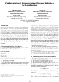 Cover page: Poster Abstract: Entropy-based Sensor Selection in Localization