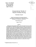 Cover page: Computational models of physics problem solving