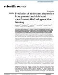 Cover page: Prediction of adolescent depression from prenatal and childhood data from ALSPAC using machine learning