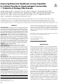 Cover page: Improving Behavioral Healthcare Access Disparities by Training Providers in Disadvantaged Communities - Evidence of Strategy Effectiveness.