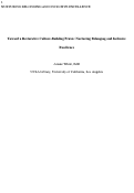 Cover page: Toward a Restorative Culture-Building Praxis: Nurturing Belonging and Inclusive Excellence