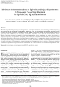 Cover page: Minimum Information about a Spinal Cord Injury Experiment: A Proposed Reporting Standard for Spinal Cord Injury Experiments