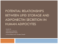 Cover page: Potential Relationships Between Lipid Storage and Adiponectin Secretion in Human Adipocytes.