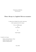 Cover page of Three Essays in Applied Microeconomics