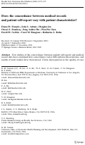 Cover page: Does the concordance between medical records and patient self-report vary with patient characteristics?