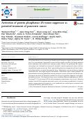 Cover page: Activation of protein phosphatase 2A tumor suppressor as potential treatment of pancreatic cancer