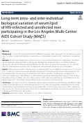 Cover page: Long-term intra- and inter-individual biological variation of serum lipid of HIV-infected and uninfected men participating in the Los Angeles Multi-Center AIDS Cohort Study (MACS)