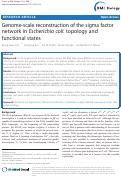 Cover page: Genome-scale reconstruction of the sigma factor network in Escherichia coli: topology and functional states