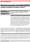 Cover page: Functional annotation of the Hippo pathway somatic mutations in human cancers