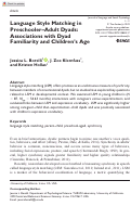 Cover page: Language Style Matching in Preschooler–Adult Dyads: Associations with Dyad Familiarity and Children’s Age