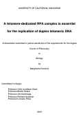 Cover page: A telomere-dedicated RPA complex is essential for the replication of duplex telomeric DNA