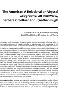 Cover page: The Americas: A Relational or Abyssal Geography? An Interview, Barbara Gfoellner and Jonathan Pugh