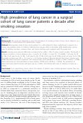 Cover page: High Prevalence of Lung Cancer in a Surgical Cohort of Lung Cancer Patients A Decade After Smoking Cessation